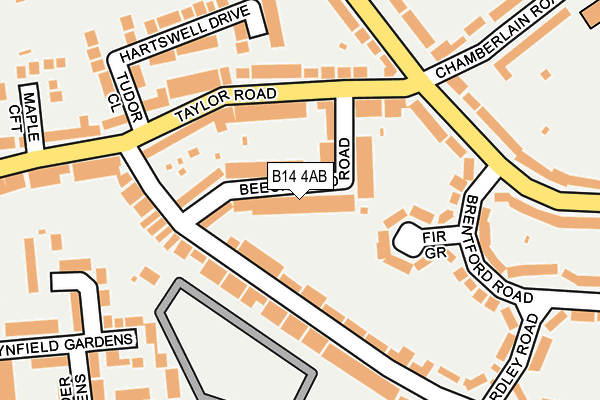 B14 4AB map - OS OpenMap – Local (Ordnance Survey)