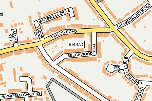 B14 4AD map - OS OpenMap – Local (Ordnance Survey)