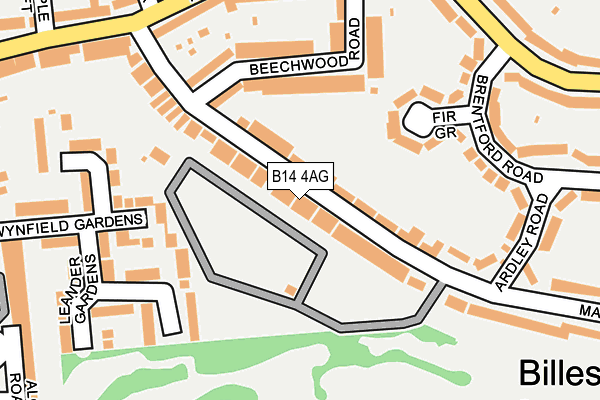 B14 4AG map - OS OpenMap – Local (Ordnance Survey)