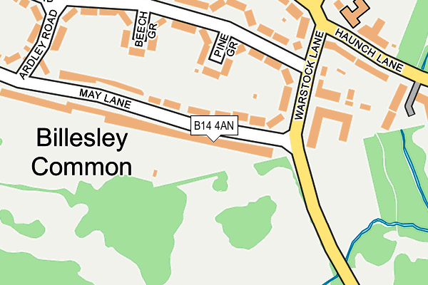 B14 4AN map - OS OpenMap – Local (Ordnance Survey)