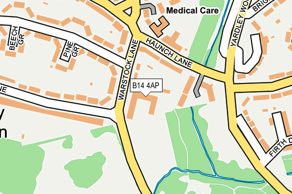 B14 4AP map - OS OpenMap – Local (Ordnance Survey)