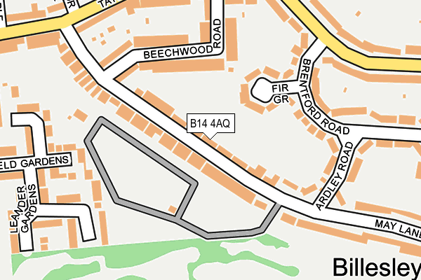 B14 4AQ map - OS OpenMap – Local (Ordnance Survey)