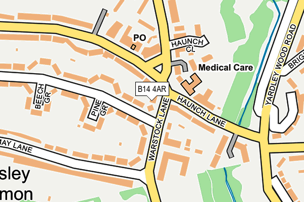 B14 4AR map - OS OpenMap – Local (Ordnance Survey)