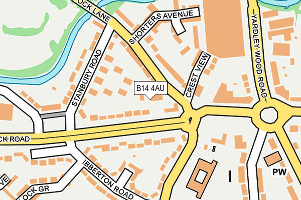 B14 4AU map - OS OpenMap – Local (Ordnance Survey)