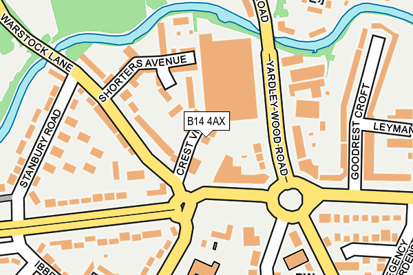 B14 4AX map - OS OpenMap – Local (Ordnance Survey)