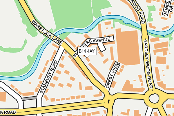 B14 4AY map - OS OpenMap – Local (Ordnance Survey)