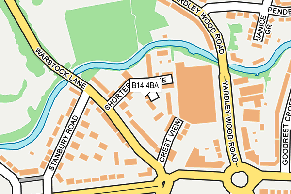 B14 4BA map - OS OpenMap – Local (Ordnance Survey)