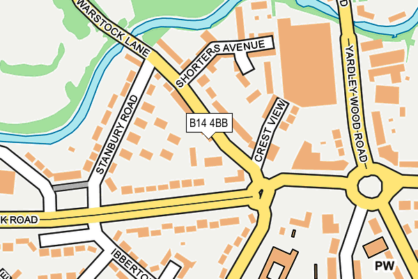 B14 4BB map - OS OpenMap – Local (Ordnance Survey)