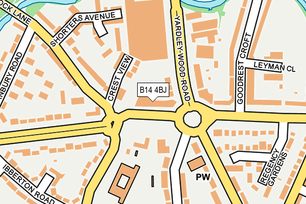 B14 4BJ map - OS OpenMap – Local (Ordnance Survey)