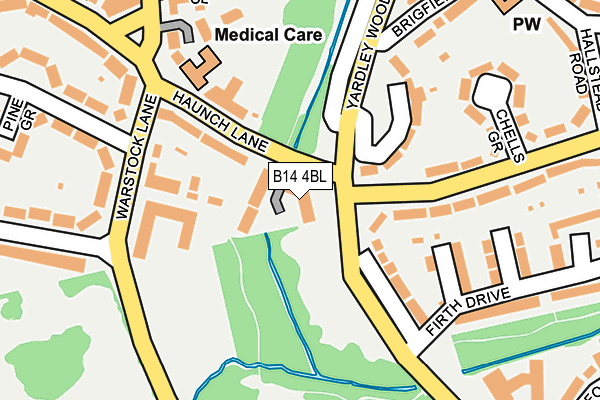 B14 4BL map - OS OpenMap – Local (Ordnance Survey)