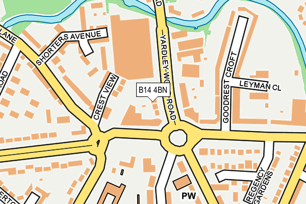 B14 4BN map - OS OpenMap – Local (Ordnance Survey)