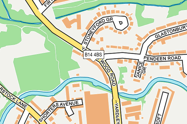 B14 4BS map - OS OpenMap – Local (Ordnance Survey)