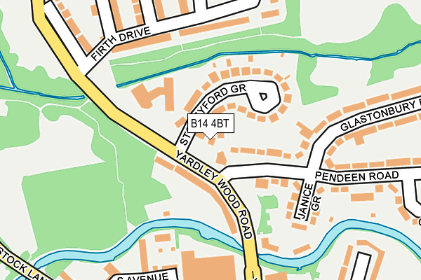 B14 4BT map - OS OpenMap – Local (Ordnance Survey)