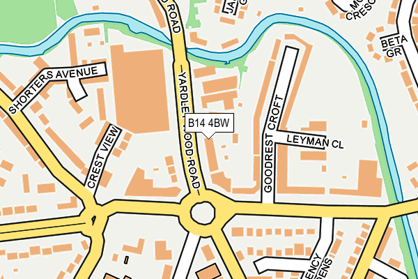 B14 4BW map - OS OpenMap – Local (Ordnance Survey)