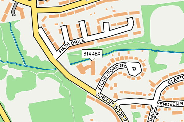 B14 4BX map - OS OpenMap – Local (Ordnance Survey)