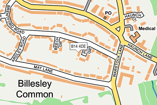 B14 4DE map - OS OpenMap – Local (Ordnance Survey)