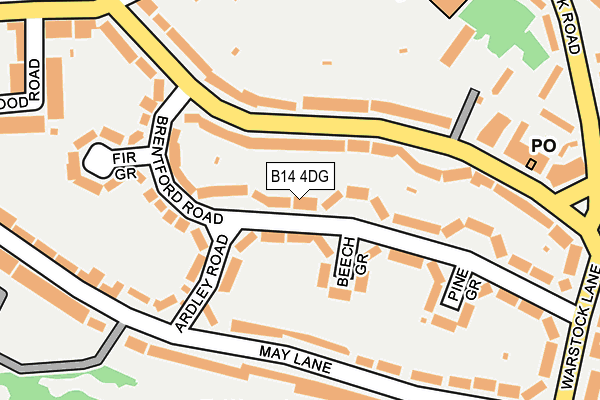 B14 4DG map - OS OpenMap – Local (Ordnance Survey)