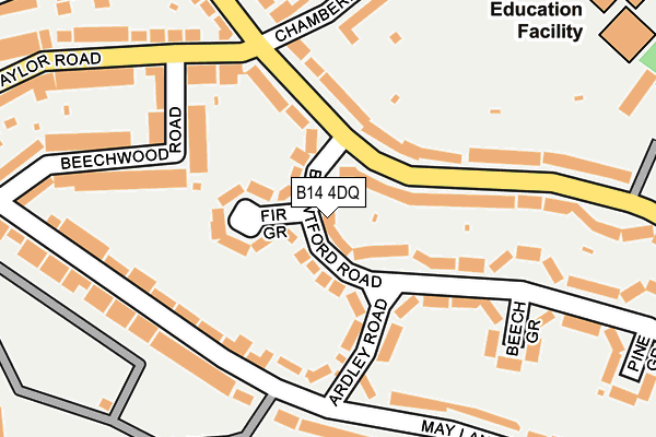 B14 4DQ map - OS OpenMap – Local (Ordnance Survey)