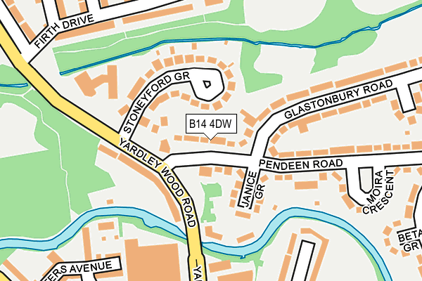 B14 4DW map - OS OpenMap – Local (Ordnance Survey)