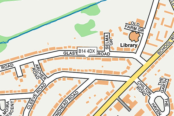 B14 4DX map - OS OpenMap – Local (Ordnance Survey)