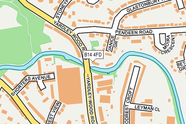 B14 4FD map - OS OpenMap – Local (Ordnance Survey)