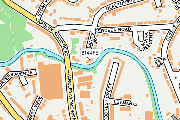 B14 4FE map - OS OpenMap – Local (Ordnance Survey)