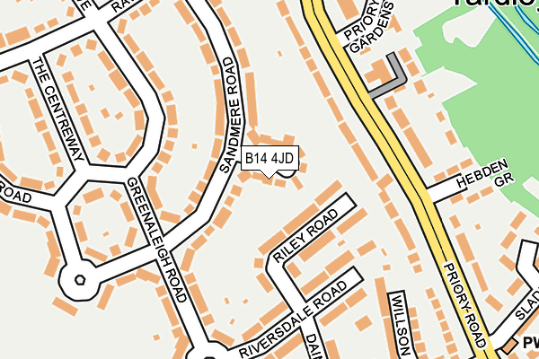 B14 4JD map - OS OpenMap – Local (Ordnance Survey)