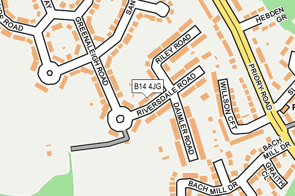 B14 4JG map - OS OpenMap – Local (Ordnance Survey)