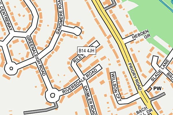 B14 4JH map - OS OpenMap – Local (Ordnance Survey)