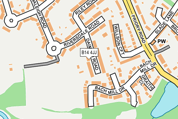 B14 4JJ map - OS OpenMap – Local (Ordnance Survey)