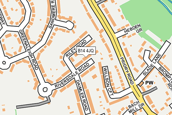 B14 4JQ map - OS OpenMap – Local (Ordnance Survey)