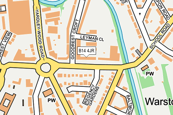 B14 4JR map - OS OpenMap – Local (Ordnance Survey)