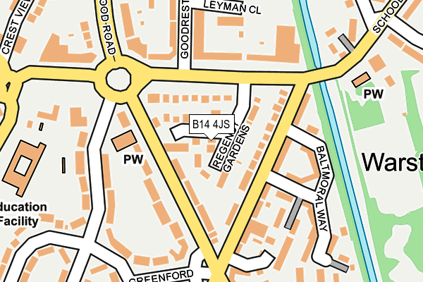 B14 4JS map - OS OpenMap – Local (Ordnance Survey)