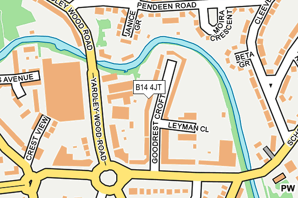 B14 4JT map - OS OpenMap – Local (Ordnance Survey)