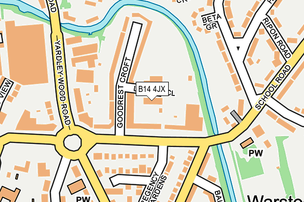 B14 4JX map - OS OpenMap – Local (Ordnance Survey)