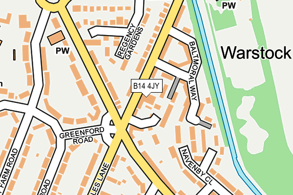 B14 4JY map - OS OpenMap – Local (Ordnance Survey)