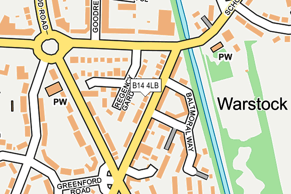 B14 4LB map - OS OpenMap – Local (Ordnance Survey)