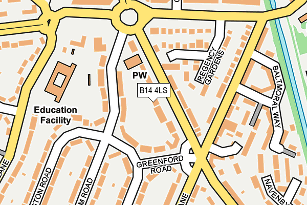 B14 4LS map - OS OpenMap – Local (Ordnance Survey)