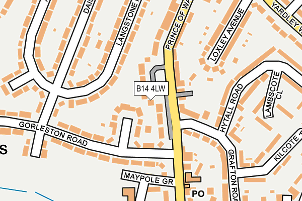 B14 4LW map - OS OpenMap – Local (Ordnance Survey)