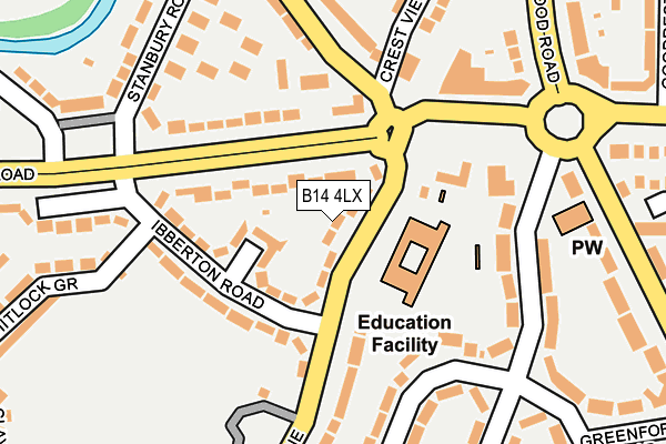 B14 4LX map - OS OpenMap – Local (Ordnance Survey)