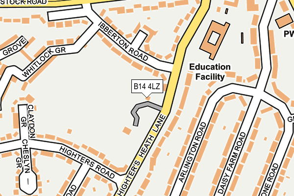 B14 4LZ map - OS OpenMap – Local (Ordnance Survey)