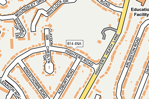 B14 4NA map - OS OpenMap – Local (Ordnance Survey)