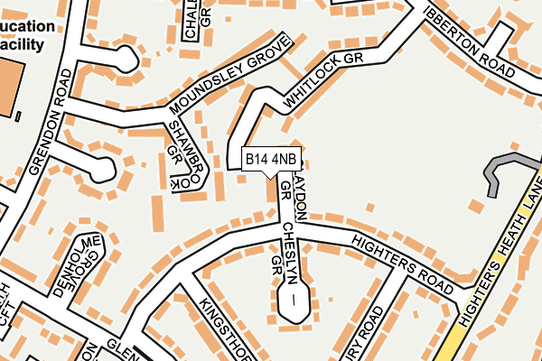 B14 4NB map - OS OpenMap – Local (Ordnance Survey)