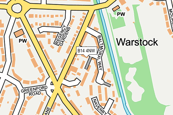 B14 4NW map - OS OpenMap – Local (Ordnance Survey)