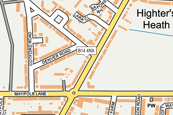 B14 4NX map - OS OpenMap – Local (Ordnance Survey)