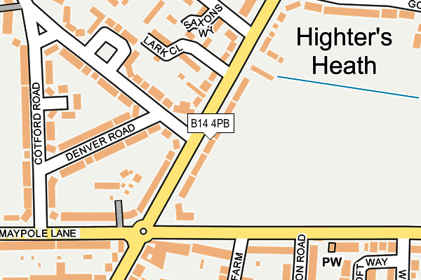 B14 4PB map - OS OpenMap – Local (Ordnance Survey)