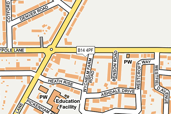 B14 4PF map - OS OpenMap – Local (Ordnance Survey)