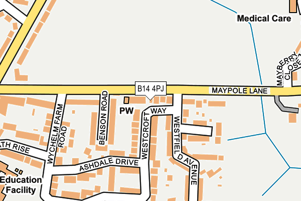 B14 4PJ map - OS OpenMap – Local (Ordnance Survey)