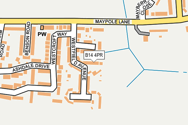 B14 4PR map - OS OpenMap – Local (Ordnance Survey)