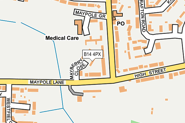 B14 4PX map - OS OpenMap – Local (Ordnance Survey)